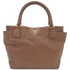 Prada Bag Logo Brown Leather VIT DAINO Shoulder Handbag